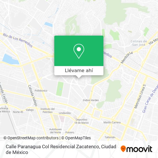 Mapa de Calle Paranagua   Col  Residencial Zacatenco