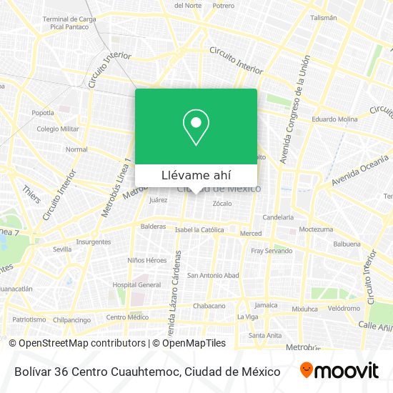 Mapa de Bolívar 36  Centro  Cuauhtemoc