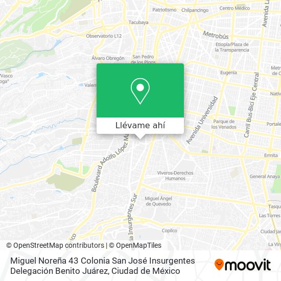 Mapa de Miguel Noreña 43  Colonia San José Insurgentes  Delegación Benito Juárez