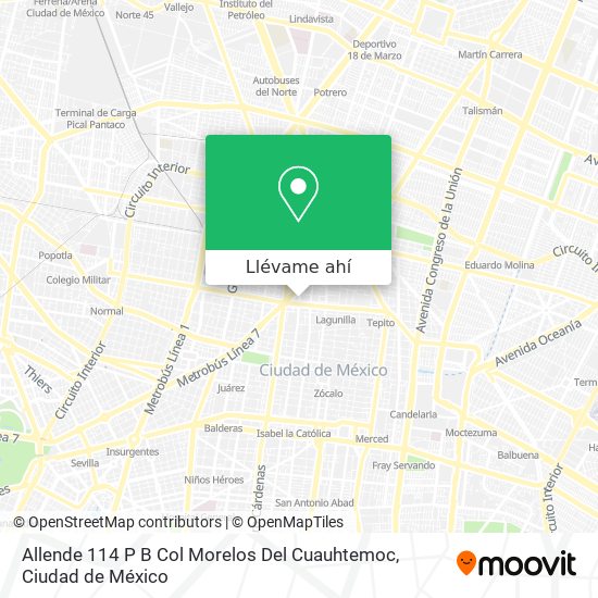 Mapa de Allende 114 P B  Col  Morelos Del  Cuauhtemoc