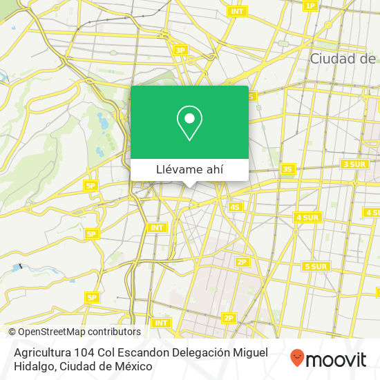 Mapa de Agricultura 104  Col  Escandon  Delegación Miguel Hidalgo