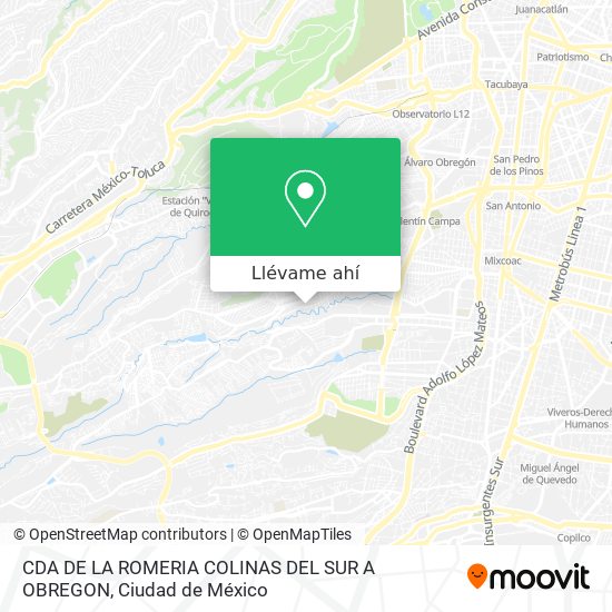 Mapa de CDA  DE LA ROMERIA   COLINAS DEL SUR  A  OBREGON