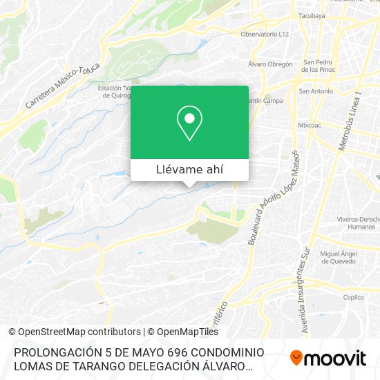 Mapa de PROLONGACIÓN 5 DE MAYO 696  CONDOMINIO LOMAS DE TARANGO  DELEGACIÓN ÁLVARO OBREGÓN  CDMX