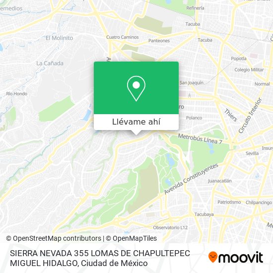 Mapa de SIERRA NEVADA 355  LOMAS DE CHAPULTEPEC  MIGUEL HIDALGO