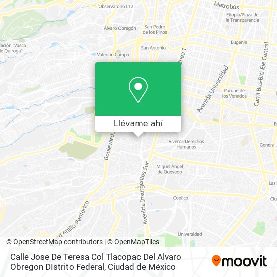 Mapa de Calle Jose De Teresa Col Tlacopac Del Alvaro Obregon DIstrito Federal
