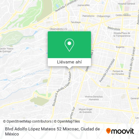 Mapa de Blvd Adolfo López Mateos 52  Mixcoac