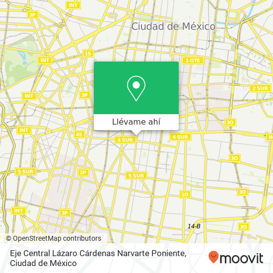 Mapa de Eje Central Lázaro Cárdenas  Narvarte Poniente