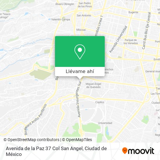 Cómo llegar a Avenida de la Paz 37 Col San Angel en Alvaro Obregón en  Autobús?