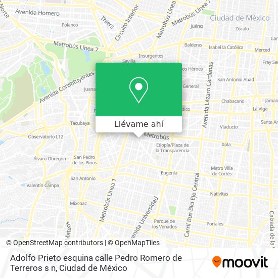 Mapa de Adolfo Prieto esquina calle Pedro Romero de Terreros s n