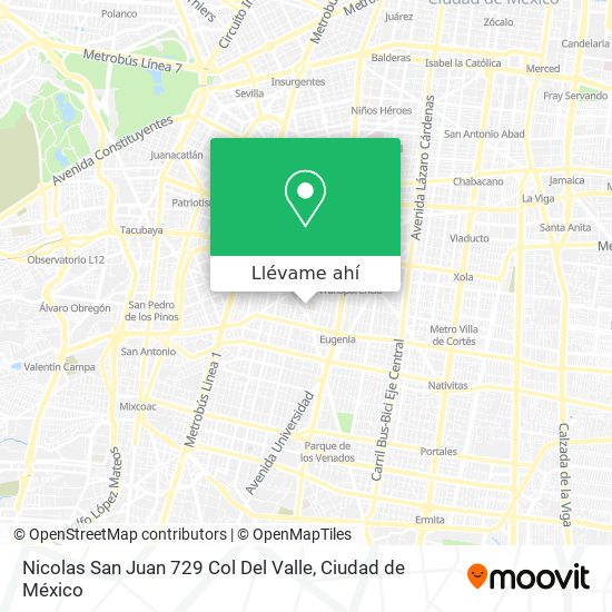 Mapa de Nicolas San Juan 729 Col  Del Valle
