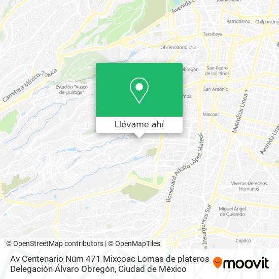Mapa de Av  Centenario Núm  471 Mixcoac Lomas de plateros  Delegación Álvaro Obregón