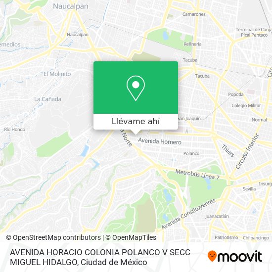 Mapa de AVENIDA HORACIO   COLONIA POLANCO V SECC  MIGUEL HIDALGO