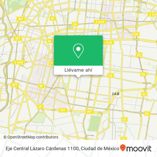 Mapa de Eje Central Lázaro Cárdenas 1100