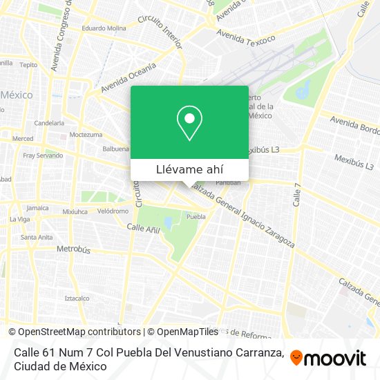 Mapa de Calle 61 Num  7  Col  Puebla  Del  Venustiano Carranza