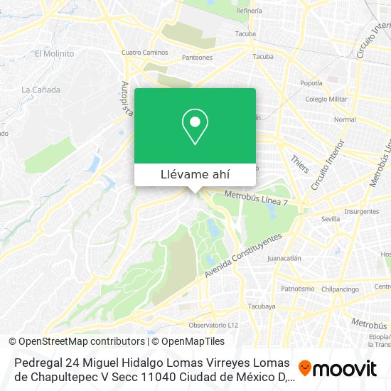 Mapa de Pedregal 24  Miguel Hidalgo  Lomas Virreyes  Lomas de Chapultepec V Secc  11040 Ciudad de México  D