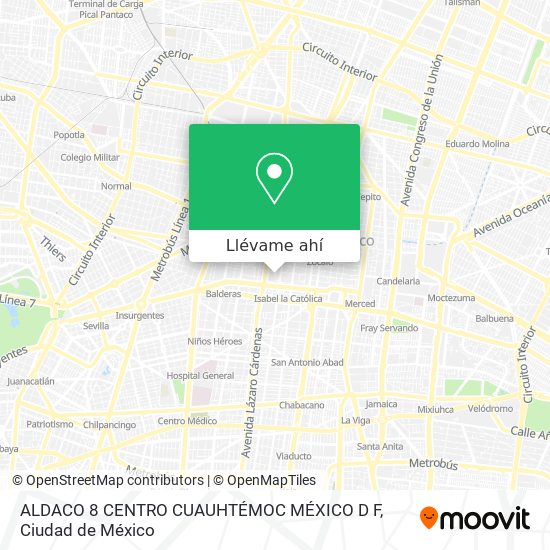Mapa de ALDACO 8  CENTRO  CUAUHTÉMOC  MÉXICO  D F