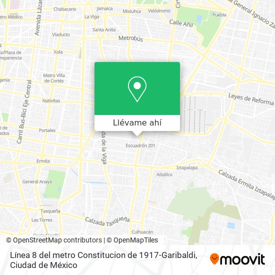 Mapa de Línea 8 del metro Constitucion de 1917-Garibaldi