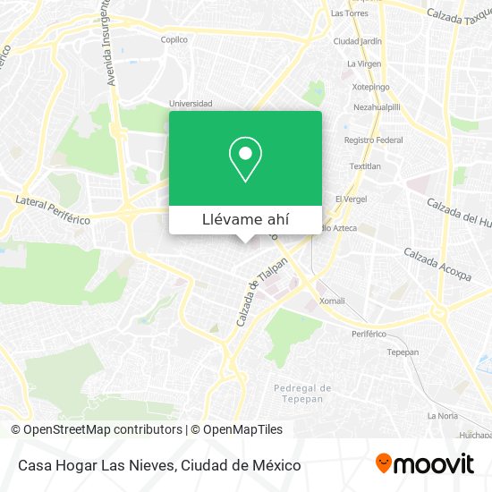 Mapa de Casa Hogar Las Nieves