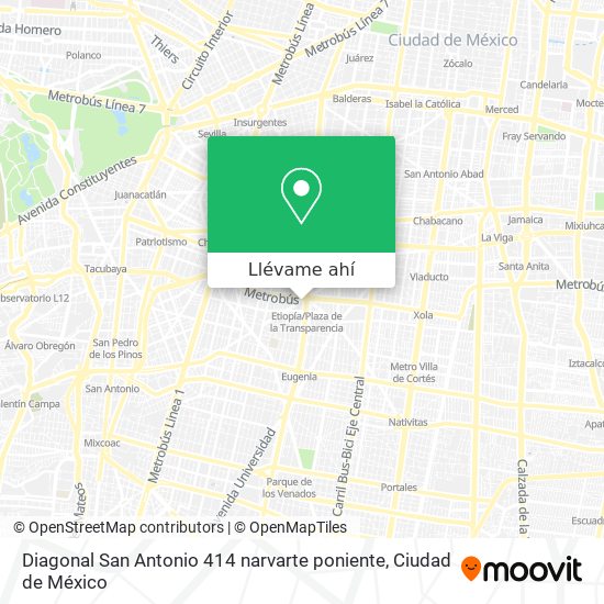 Mapa de Diagonal San Antonio 414  narvarte poniente