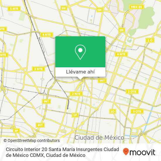 Mapa de Circuito Interior 20  Santa María Insurgentes  Ciudad de México  CDMX