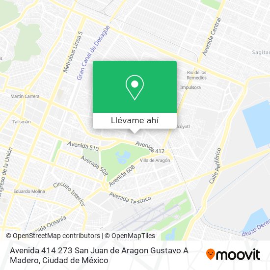 Mapa de Avenida 414 273 San Juan de Aragon  Gustavo A  Madero