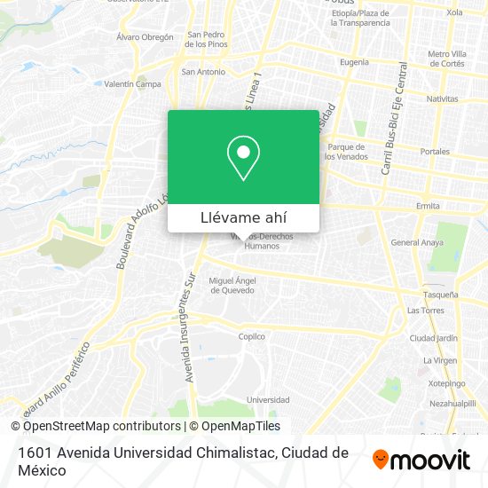 Mapa de 1601 Avenida Universidad  Chimalistac