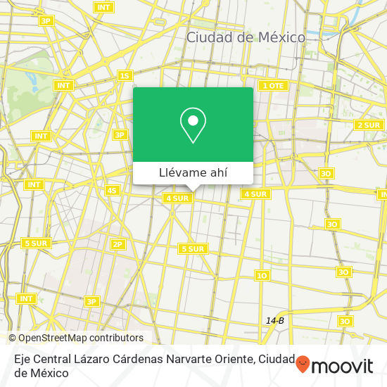 Mapa de Eje Central Lázaro Cárdenas  Narvarte Oriente