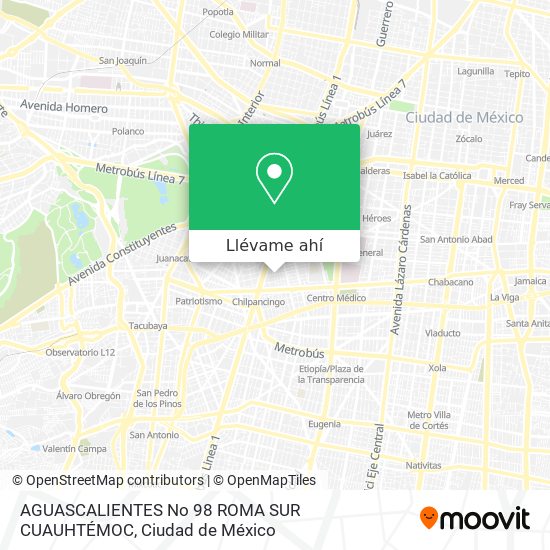 Mapa de AGUASCALIENTES No  98  ROMA SUR  CUAUHTÉMOC