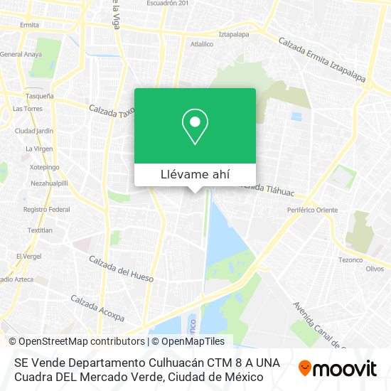 Mapa de SE Vende Departamento Culhuacán CTM 8  A UNA Cuadra DEL Mercado Verde