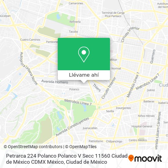 Mapa de Petrarca 224  Polanco  Polanco V Secc  11560 Ciudad de México  CDMX  México