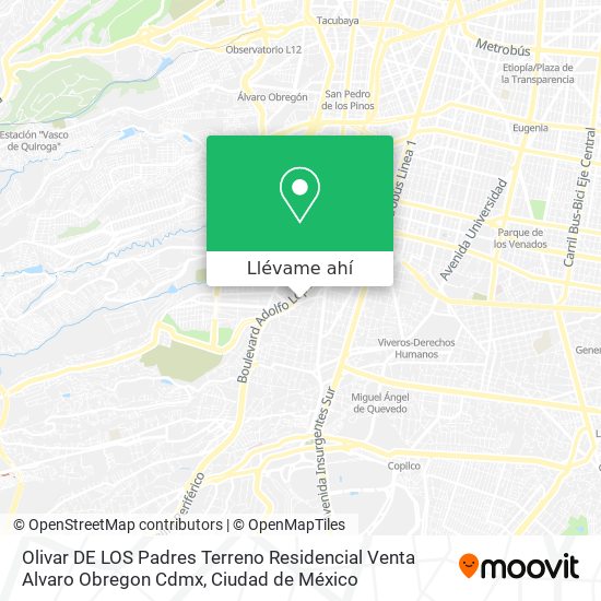 Mapa de Olivar DE LOS Padres  Terreno Residencial  Venta  Alvaro Obregon  Cdmx