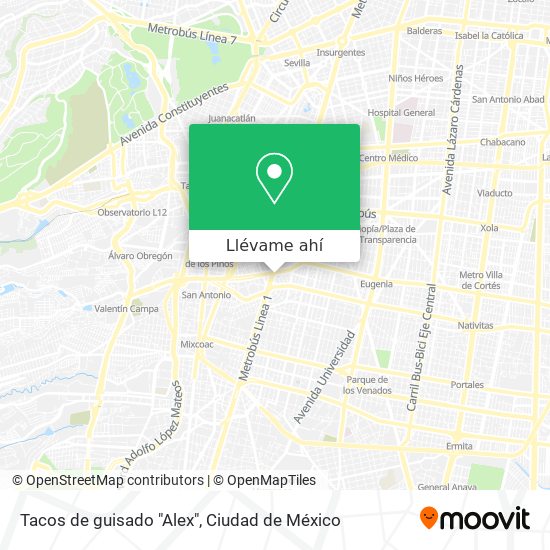 Mapa de Tacos de guisado "Alex"