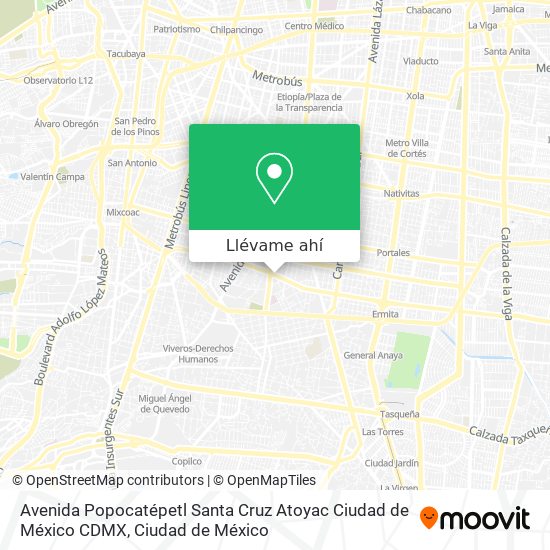 Mapa de Avenida Popocatépetl  Santa Cruz Atoyac  Ciudad de México  CDMX