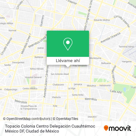 Mapa de Topacio  Colonia Centro  Delegación Cuauhtémoc  México DF
