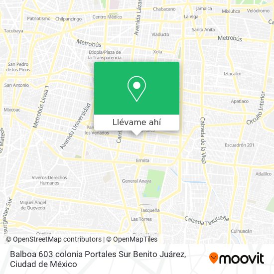 Mapa de Balboa 603 colonia Portales  Sur Benito Juárez