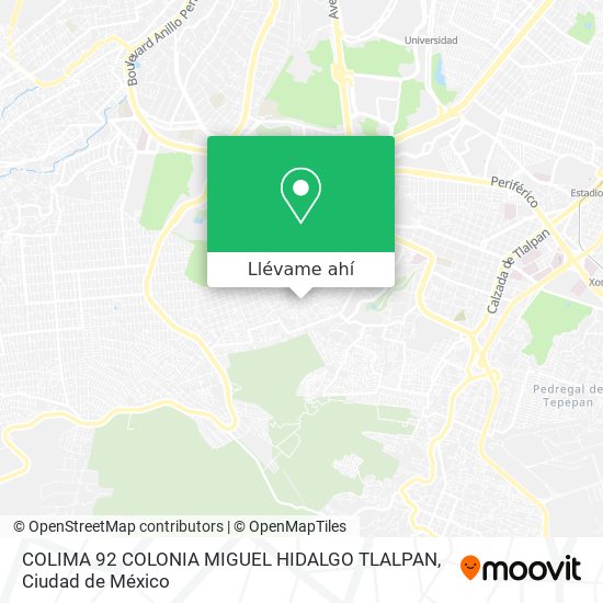 Mapa de COLIMA 92  COLONIA MIGUEL HIDALGO  TLALPAN