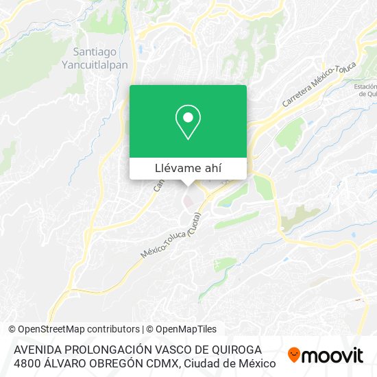 Mapa de AVENIDA PROLONGACIÓN VASCO DE QUIROGA 4800  ÁLVARO OBREGÓN  CDMX