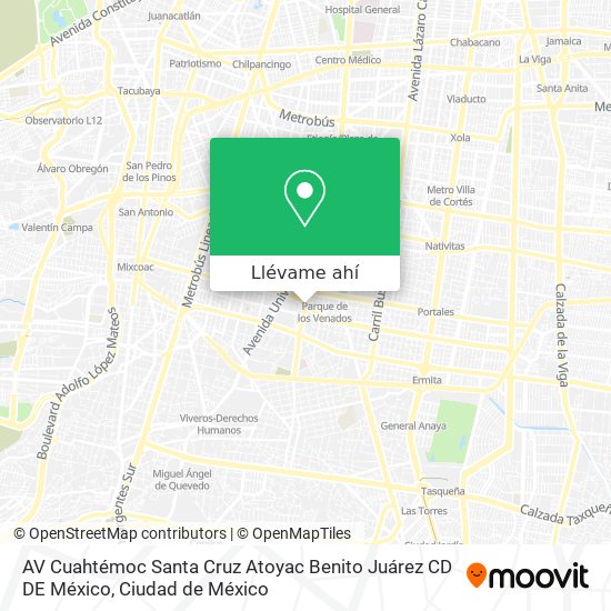Mapa de AV  Cuahtémoc  Santa Cruz Atoyac  Benito Juárez  CD  DE México