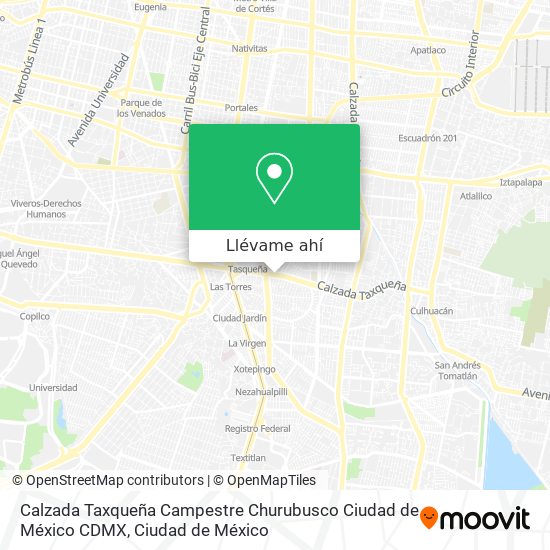 Mapa de Calzada Taxqueña  Campestre Churubusco  Ciudad de México  CDMX