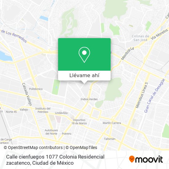Mapa de Calle cienfuegos  1077 Colonia Residencial zacatenco