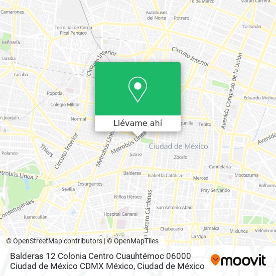 Mapa de Balderas 12  Colonia Centro  Cuauhtémoc  06000 Ciudad de México  CDMX  México