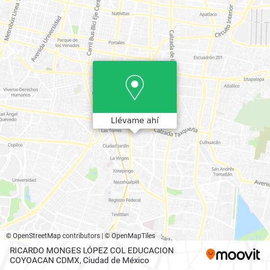 Mapa de RICARDO MONGES LÓPEZ  COL  EDUCACION  COYOACAN CDMX