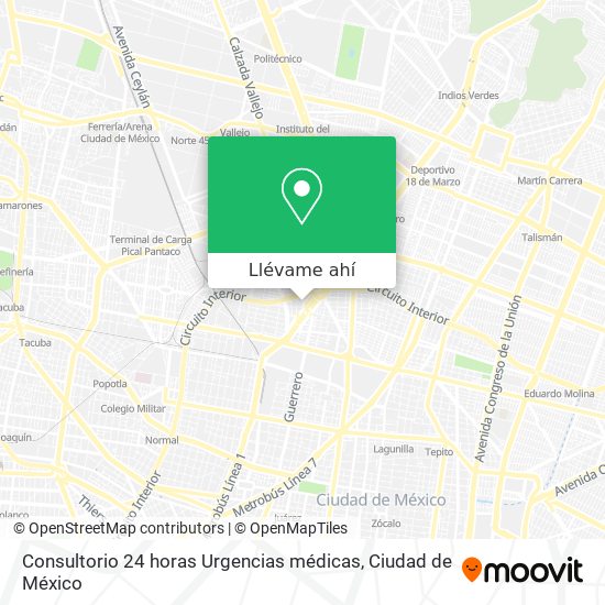 Mapa de Consultorio 24 horas Urgencias médicas