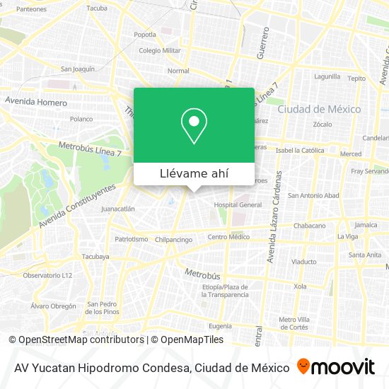 Mapa de AV  Yucatan   Hipodromo Condesa