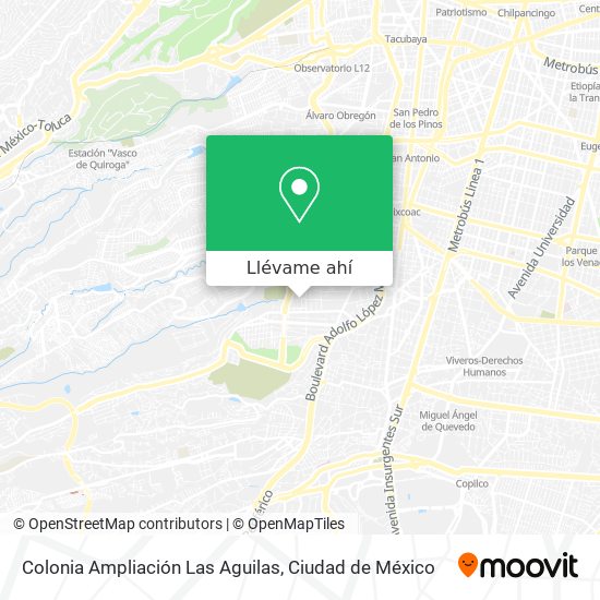 Cómo llegar a Colonia Ampliación Las Aguilas en Miguel Hidalgo en Autobús o  Metro?