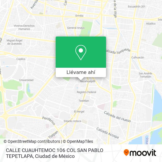 Mapa de CALLE CUAUHTEMOC 106 COL  SAN PABLO TEPETLAPA