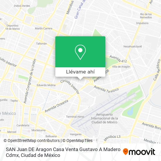 Mapa de SAN Juan DE Aragon  Casa  Venta  Gustavo A Madero  Cdmx