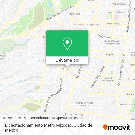 Mapa de Biciestacionamiento Metro Mixcoac