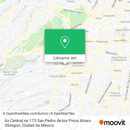 Mapa de Av  Central no 175  San Pedro de los Pinos  Alvaro Obregon