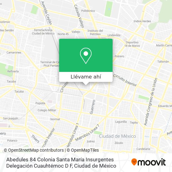 Mapa de Abedules 84 Colonia Santa María Insurgentes Delegación Cuauhtémoc D F